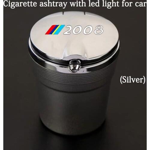 Car Ashtray With Led Lights With Logo Creative Personality Car Supplies for Peugeot 2008 Car Accessories