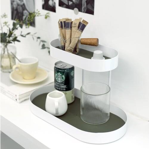 SWEETGO White Storage Racks 1piece Metal Iron with leather mat Sundries Holder Tableware Party Supply Home Decoration Bathroon