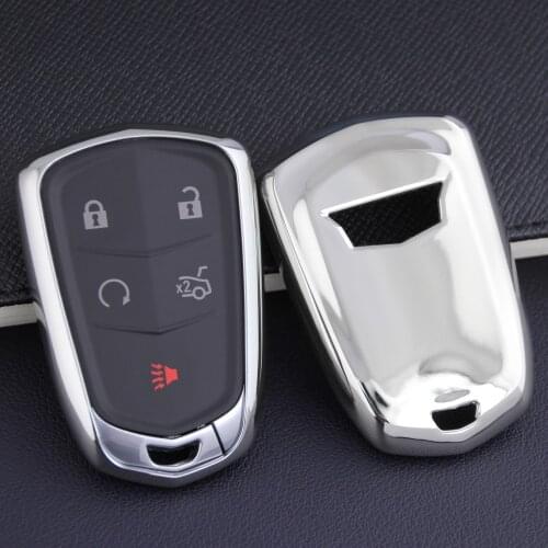 Car Key Case Fob Cover Protector For Cadillac ATX CTS XTS XT4 XT5 CT6 Escalade TPU Soft Silver