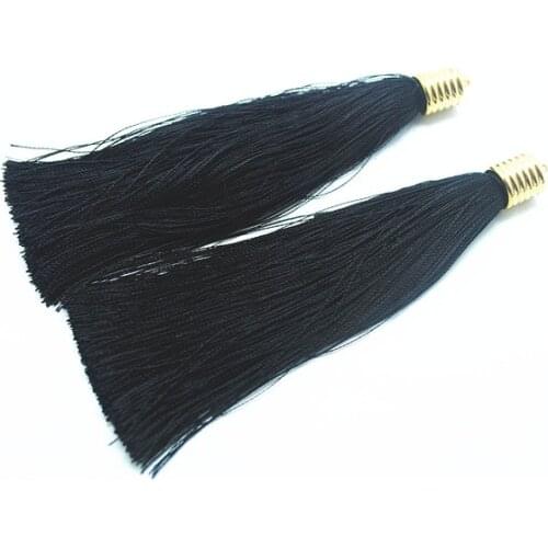 15pcs Black Tassel pendants with metal cap silk material size 10cm length for gift and jewelrys components