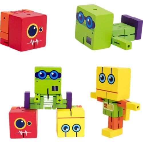 Wooden Robot Big Building Block Toy Deformed Mini Stereo Child Early Education Creative Boy Shape Cognitive Learning Puzzle Toy