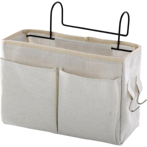 Dormitory Bedside Storage Bag Couch Holder Canvas Organizer Hanging Basket Pouch Multi-function Organizer Shelf Hanging Bag