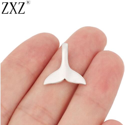 ZXZ 20pcs Tibetan Silver Mermaid Whale Tail Charms Pendants Beads for Bracelet Necklace Jewelry Making Findings 19x18mm