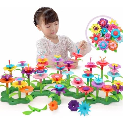 Flower Garden Building Toys - Build a Bouquet Floral Arrangement Playset for Toddlers and Kids Age 3, 4, 5, 6 Year Old Girls
