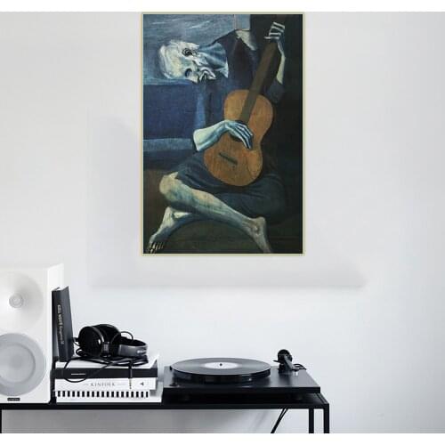 Citon Pablo Picasso《The Old Guitarist》Canvas Oil Painting Abstract Poster Painting Decorative Picture Wall Decor Home Decoration