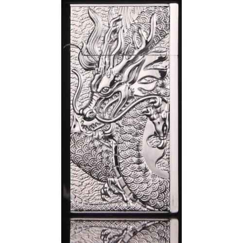 China Dragon Relief Windproof Metal Lighter Gas Lighters Butane Inflatable Cool Lighter Straight Into The Blue Fmale Lighter