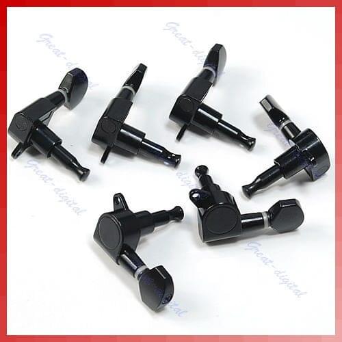 Black Inline Guitar String Tuning Pegs Tuners Machine Head 6L Left