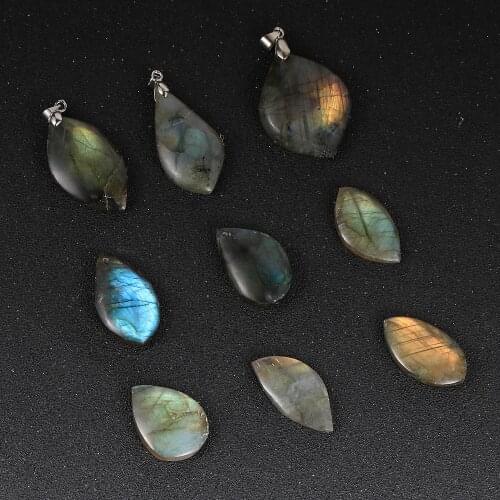 Irregular Labradorite Natural Stone Pendant For Necklace Bracelet DIY Genuine Moonstone