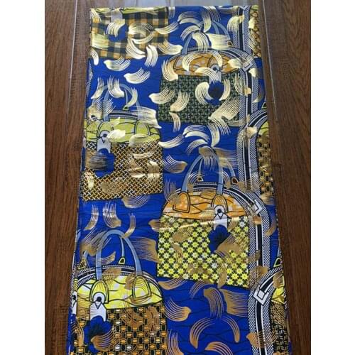 Best One African Ankara Real Wax Fabric Cotton Material Soft Golden Print Batik Africain Tissus Fabrics 6Yards For Wedding Dress