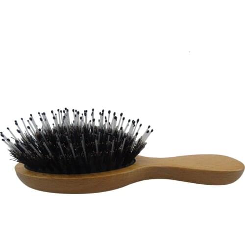 Mini Wooden Massage Comb Natural Wild Boar Bristles Anti-static Hair Scalp Paddle Brush Beech Handle Hair Brush Styling Tool