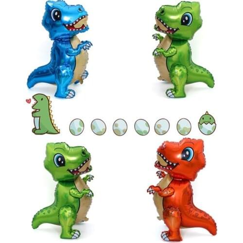 Cartoon Shape Dinosaur Series Aluminum Film Balloon Toy Childrens Birthday Party Holiday Decoration Dinosaur Balloon Set