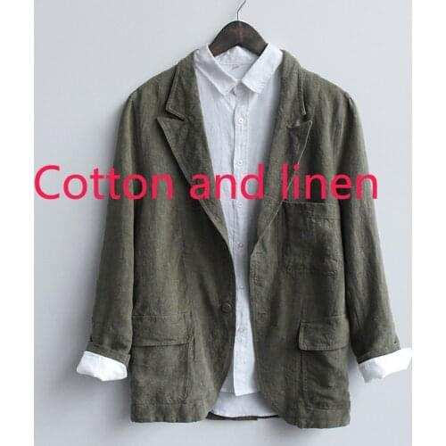 New Arrival Fashion Linen Suit Men Cotton Single Breasted Casual Blazers Men Suits Coat Size S M L XL XXL