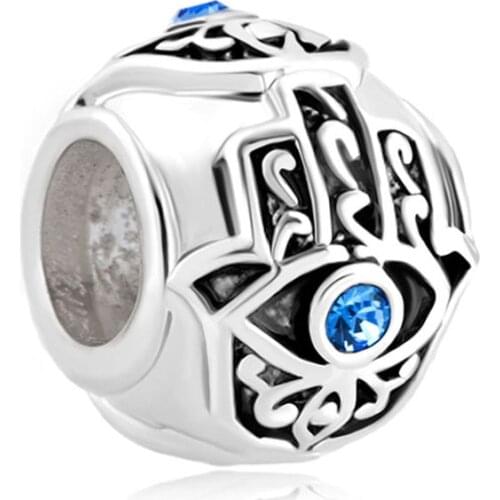 2021 New Silver Color Evil Eye Beads Charm Dangle Fit Pandora Bracelets & Necklaces for Women DIY Jewelry Gift Making