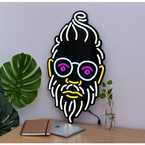Beard Glasses MAN HEAD PORTRAIT Neon Sign Barber Shop Pub Boutique Bar KTV Game House Decor Neon Light Wedding Festival Party