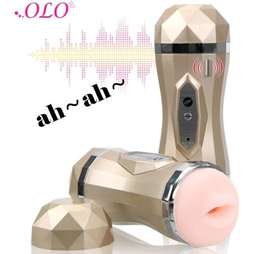 OLO Voice Interaction Masturbation Cup Real Vagina for Men Sex Toys for Adult Male Masturbator Vibrator Deep Throat Pussy Mouth
