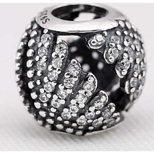 Original Openwork Majestic Feathers With Crystal Beads Fit 925 Sterling Silver Bead Charm Bracelet Diy Jewelry