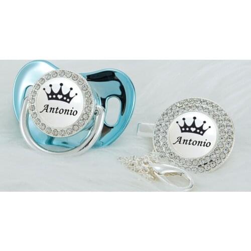 MIYOCAR Personalized black crown bling pacifier and clip BPA free dummy unique design SGS Approval PWBC