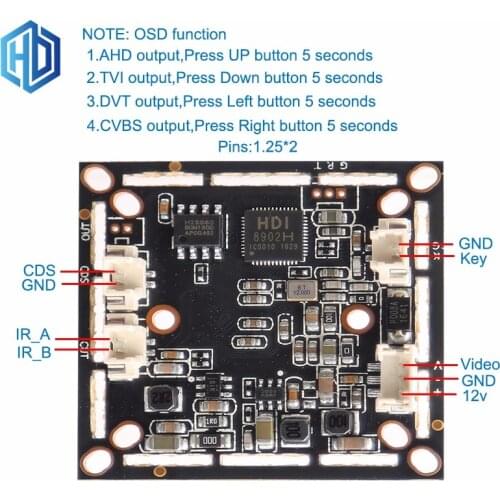 2.0MP AHD Full HD Analogy CCTV camera module board 4In1 Camera Board AHD/CVI / TVI / CVBS
