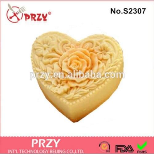 Soap making mold rose flower Heart-shaped molds WEDDING HEART silicone soap moulds handmade fondant mould