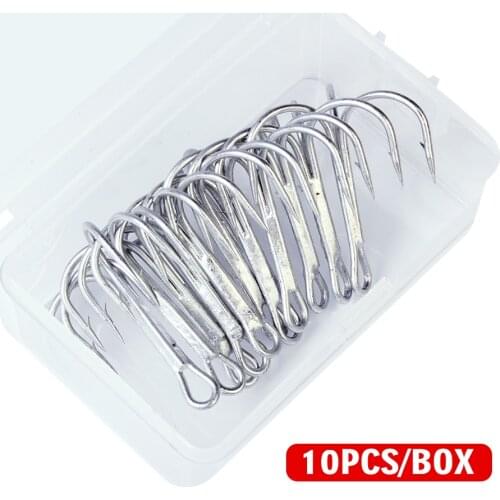 PROBEROS 10pc/Box White Color Treble FISHHOOK Overstriking Antirust Fishing Tackle 1/0#2/0#3/0# High Carbon Steel Treble Hook