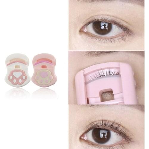 Professional Mini Cat paw shape Eyelash Curler Portable Plastic Curling Tweezer Cosmetic Makeup Tool Accessories Eyelash Tools