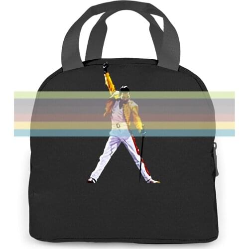 Queen Band Freddie Mercury Stage Style Graphic Printing Brand Male Slim Fit women men Portable insulated lunch bag adult