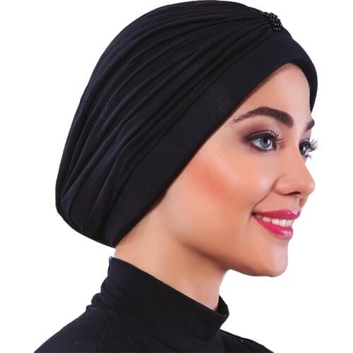 Seedlings Bamboo Pearl Black Natural Bamboo Fabric Produced Ready Hijab Bathing Cap