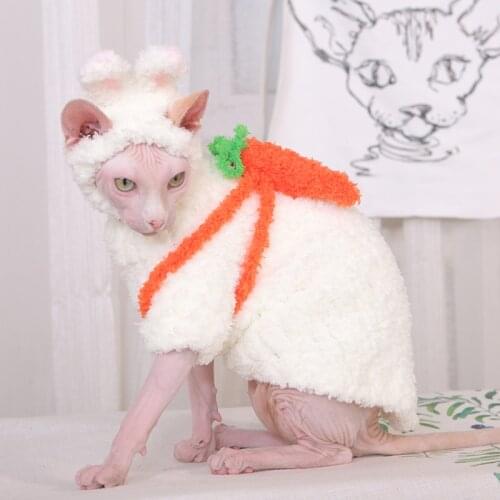Hairless Cat Coral Wool Sweater Sphinx Winter Warm Dress plus Wool Pet Hand Sweater cat hoodie sweater for a cat suit clothing