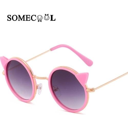 SomeCool new Cat Ear Cartoon kids sunglasses UV400 baby boys&girls Unisex cute glasses 3-7yr baby infant protect eyewear n361
