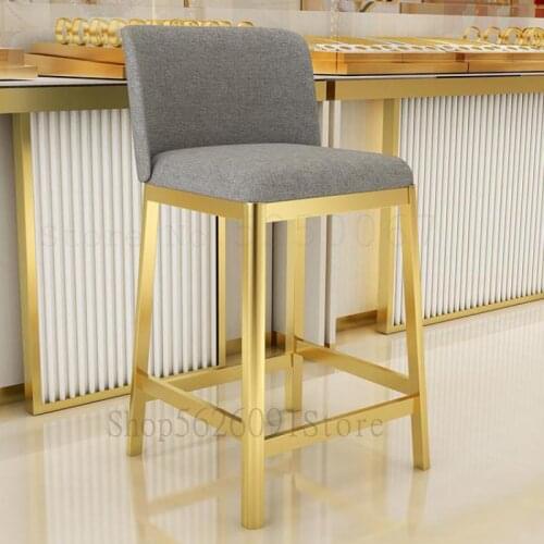 Stainless Steel Jewelry Chair Modern Simple Bar Chair Backrest Stool Bar Stool Front Desk Cash Chair Household