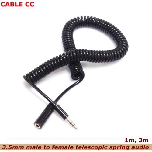 Spring cable audio extension cable Headphone extension cable DC3.5 male to busbar earphone extension cable 3M