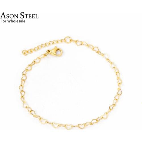 ASONSTEEL Sweet Heart Shape Adjustable Bracelet with Extender 316L Stainless Steel Bangle for Women Fashion Jewelry Gift