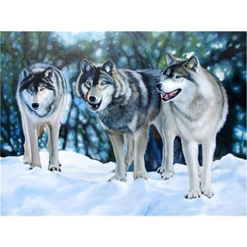 Animal Wolf DIY Cross Stitch Embroidery 11CT Kits Craft Needlework Set Cotton Thread Printed Canvas Home Decoration Design