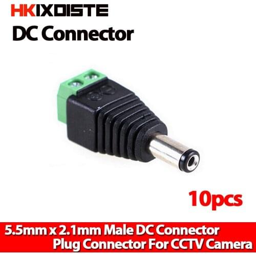 10 Pcs 5.5 x 2.1mm DC Power Male Jack Connector Adapter Plug for CCTV Camera