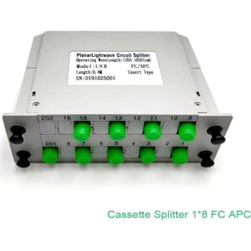10PCS/lot FTTH Insertion type Fiber FC/ APC 1X8Optic Splitter Optical Coupler FC cassette-type gpon optical splitter