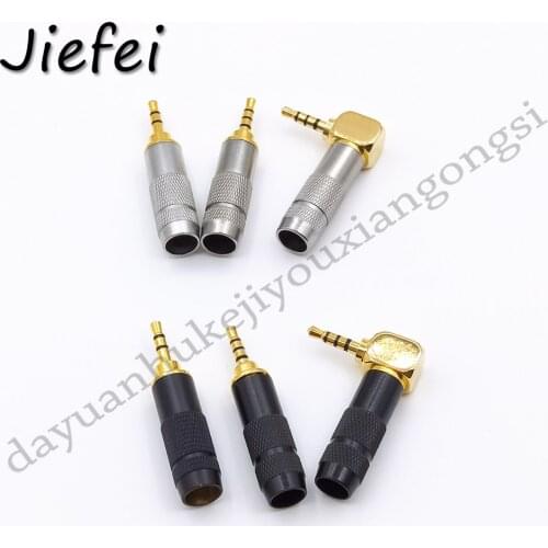 1000Pcs Gold Plated 2.5mm 3 4 Pole Male Headphone Jack straight/Right Angle 90 Degree Solder Plug Connector for 6mm Cable