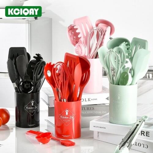 11/10Pcs Non-stick Silicone Utensils Set BPA Free Kitchen Cooking Utensils With Spoon Spatula Ladle Egg Beaters Storage Box
