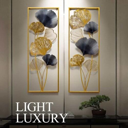 3D Wall Sticker Chinese Wrought Iron Ginkgo Leaf Crafts Home Livingroom Wall Mural Ornaments Hotel Wall Art Hangings Decoration