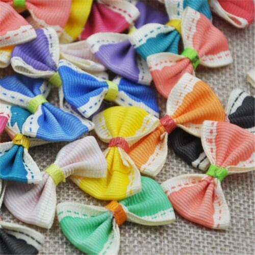 40 pcs Mix Grosgrain Ribbon Bow Flowers Wedding decoration Appliques E91
