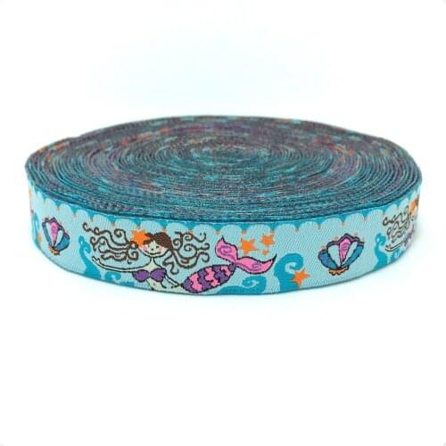 5/8"(16mmX10yards) Zakka handmade accessories laciness ribbon Jacquard Ribbon blue mermaid ZERZEEMOOY KTZD15102807