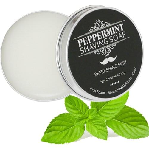 60g Mint Scent Mens Shaving Soap Aluminum Boxed Foam Rich Gentle Not Stimulating Handmade Soap Gentle Shave Beard Cream
