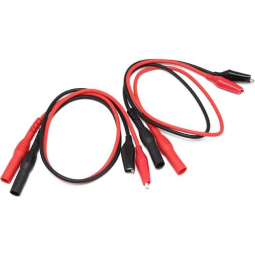 AideTek Insulated Two Alligator clips test leads wire banana plug 4 DMM tester 40cm 2P1040