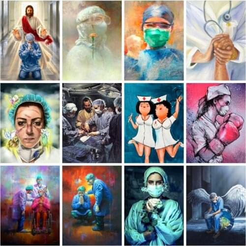 Diamond Painting Doctors Full Square/round Nurse Embroidery Wish Victory Portrait Cross Stitch Kits Home Decor Diamond Mosaic