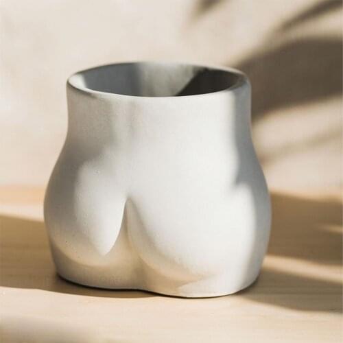 Big Hip Concrete Flowerpot Mold Ass Shape Cement Vase Concrete Candle Vessel Silicone Mold Buttocks Storage Container Mold