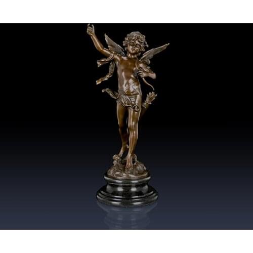 Large Cupid Statue Bronze Greek Mythology Love God Eros Sculpture Mythical Classical Figurine Vintage Art Wedding Gifts