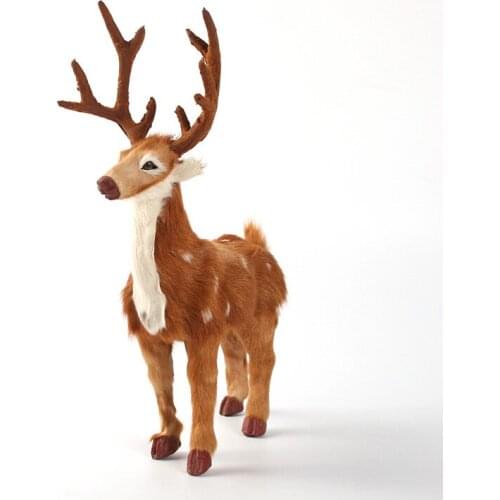 Large 27x13x36cm simulation sika deer real fur deer toy hard model home decoration chirstmas gift h1204