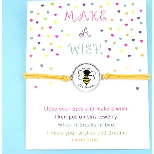 Friendship Engagement Bridesmaid Wedding Graduation Mothers Mom Gift Make a Wish Bees Honey Bee Charm Bracelets for Women