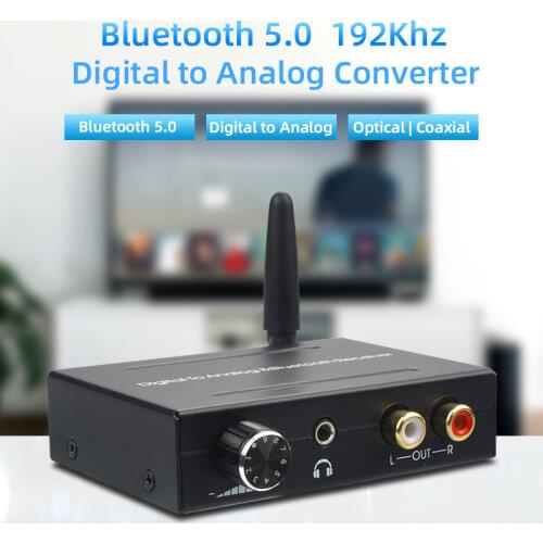Elistooop 192Khz Digital to Analog Converter Bluetooth 5.0 Receiver With Volume Control For Phone Speaker DVD HDTV