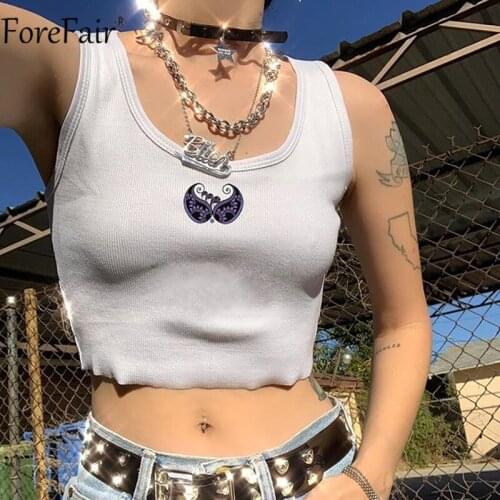Forefair 2021 Summer O Neck White Women Sexy Crop Top Sleeveless Ribber Knitted Off Shoulder Basic Casual Black Tank Tops