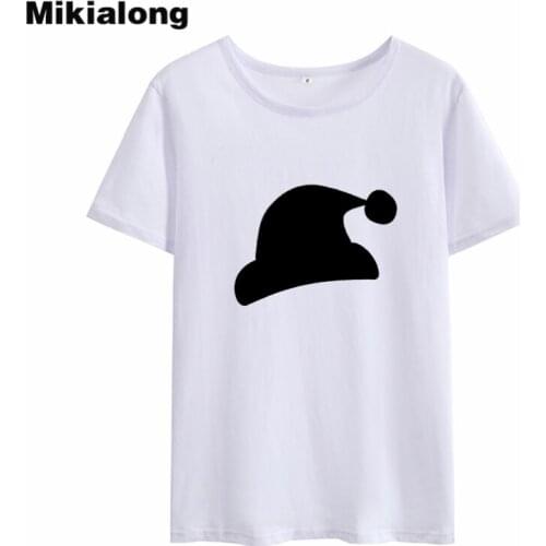 Mikialong Christmas Hat Graphic Tees Women 2018 Summer Short Sleeve Kawaii Funny T Shirts Tumblr Casual Tee Shirt Femme